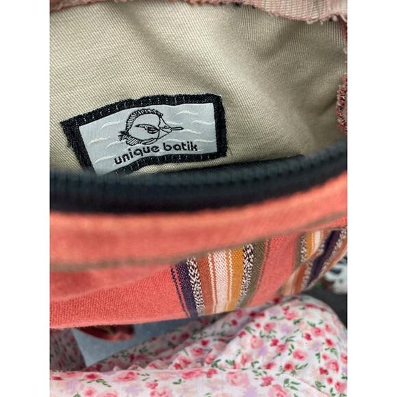 Vintage CORAL Striped Purse - Unique Batik Boho Bag - Picture 5 of 6